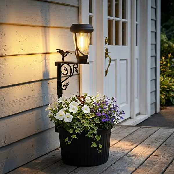 1/2/4 Pcs 2-in-1 Solar Light with Planter, Waterproof Decorative Outdoor LED Flower Pot Light and Solar Post Lamp with Dusk-to-Dawn Lighting, Freestanding or Wall-Mounted for Lawn, Porch, Patio, Yard, Garden, Front Door & Pathway Decor, #SummerFinds