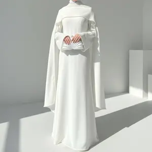 Elegant Pearl Embellished Cape Sleeve Evening Dress(MA337)