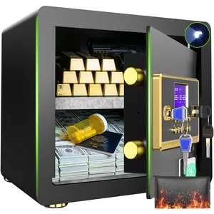 [Gift In Love] RXDSAFE Home Security Money Safe Box - Digital Keypad & Smart Alarm System, Adjustable Removable Shelf, Built-in LED Light, Heavy Duty Anti-Theft Design for Gold, Jewelry, Documents