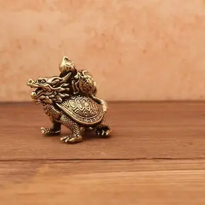 Dragon Turtle Statue with Gourd, Traditional Dragon Turtle Sculpture, Decorative Feng Shui Ornament, Unique Cultural Art Piece