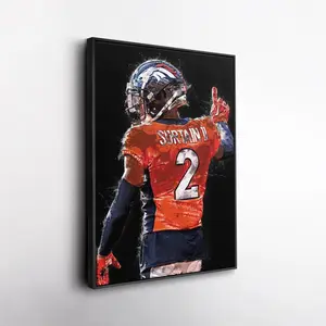 Patrick Surtain II Wall Art ? Denver Broncos  Print, NFL Football Decor, Framed Poster Gift for Fan Room, Man Cave, or Office ( Unframed - Print Only )