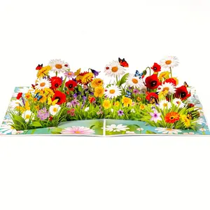3D Wildflower and Weed Bouquet Card - Birthday, Holiday, Valentine's Day Gift, Greeting Card