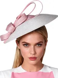 Vintage Fascinators Pillbox Hat for Women Straw Fedora Wide Brim Ladies Church Sinamay Derby Hats
