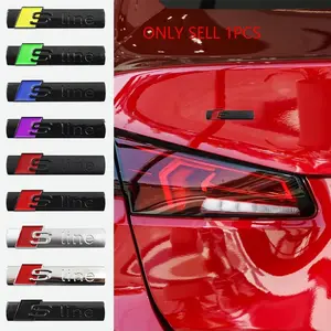 1pcs 7.2cm 3D ABS Audi Models Sline Logo S LINE Emblem Car Fender Side Badge Decoration Sticker Decals For Audi Sline A1 A2 A3 A4 A5 A6 A7 A8 TT S3 S4 S5 S6 S7 Q2 Q3 Q5 Q7 Q8 RS3 RS4 RS5 Accessories