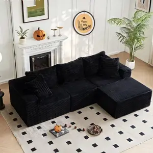 Orthopui Multi-Person L-Shaped Sofa with 4 Assembled Modules High-Density Rebound Foam Soft Skin-Friendly for Large Living Room Spaces Modern Minimalist Couch Modern Cloud Loveseat