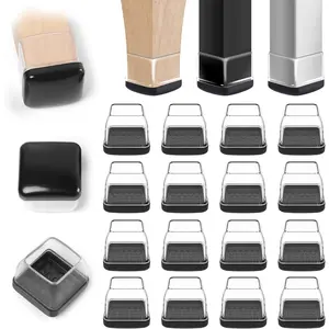 Chair Sliders for Carpeted Floors,16 Pcs Chair Glides Square Furniture Sliders Carpet, Teflon Table  Protectors Sliders for Carpet, Make Furniture Glides Move Easy (Fit 1.1" - 1.4", Clear)