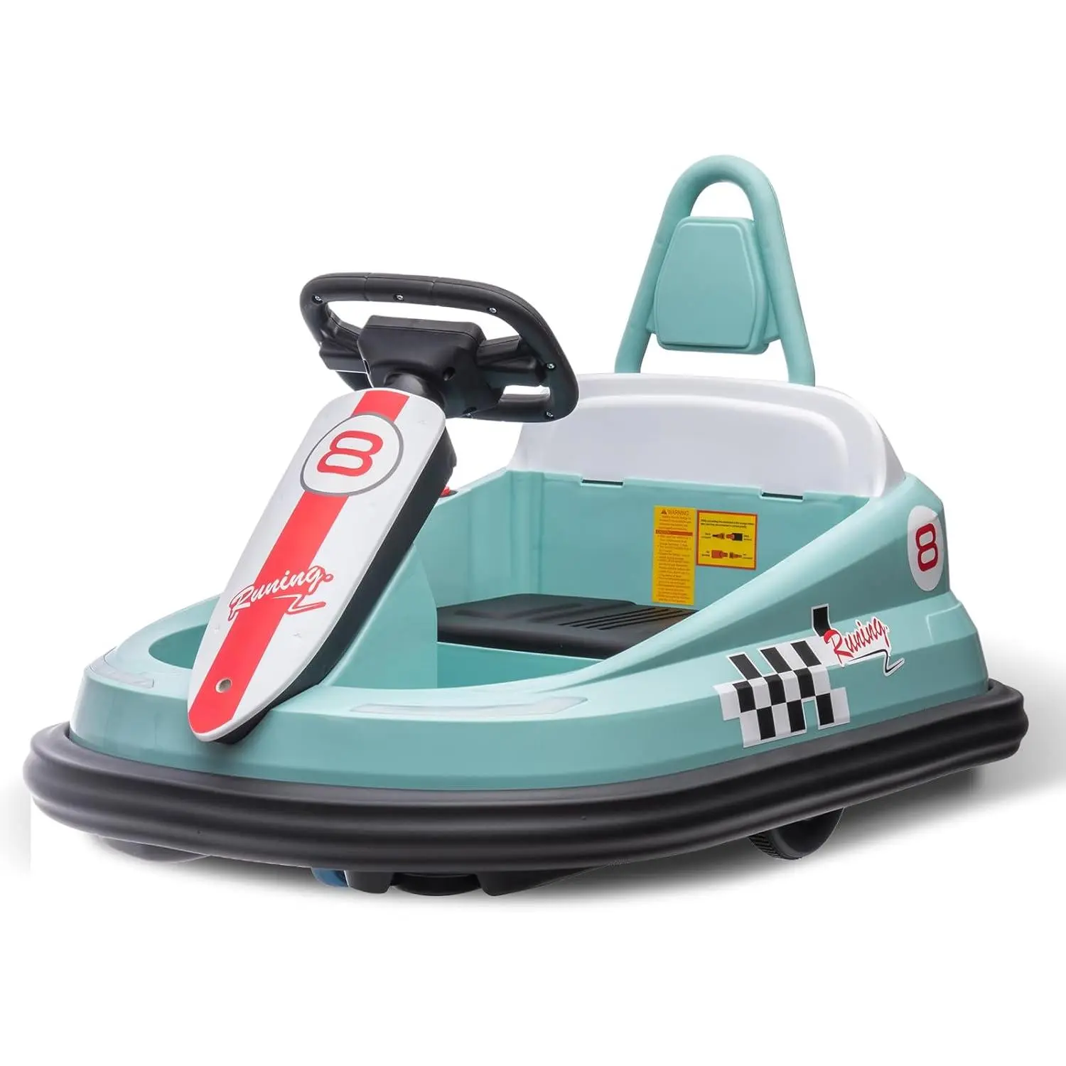 【Christmas Gift】Battery-Powered 6V Baby Bumper Car for Ages 3-6, Green, 360 Spin, 2 Speeds, Flashing Lights, Music, Horn, Seat Belt, Anti-Slip Tires, Lockable Doors, Emergency Siren Sounds, USB/TF Slot, Pretend Play Ride-On Toy, Helicopter