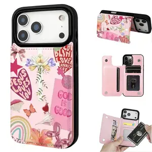 Phone case: European and American style sticker/wallet card holder, phone case with credit card slot, suitable for iPhone 17 16 15 14 13 12 PRO MAX PLUS,AIR; cute style phone case for Samsung Galaxy S22/S23+/S24 Plus/S25 Ultra
