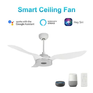 Icebreaker 52 in.(3-Blade) Best Smart Ceiling Fan w/ Dimmable LED Light and Remote, Indoor/Outdoor, White Finish Works w/ Alexa/Google Home/Siri