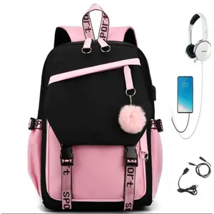 Schoolbag Female Junior High School Student Solid Color casual Multi-layer Computer Shoulder Backpack, Large Capacity casual Travel Bag Anime Bag