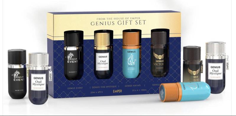 Genius Hayati Gift Sets 4 x 25 ml Emper Ea Eau de Parfum Variety Pack for Men and Women