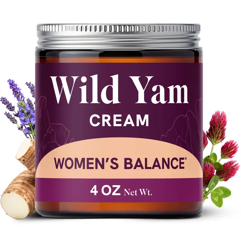 SM Nutrition Wild Yam Cream for Women's Balance 3450mg Herbal Menopause & PMS Support Estrogen & Progesterone Free 4 Oz Gentle Moisturizer with Lavender Scent