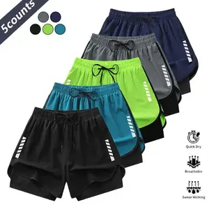 5-Pack Men’s 3″ Solid 2‑in‑1 Quick‑Dry Sports Shorts, Moisture‑Wicking, Minimalist, for Outdoor Activities — Quick‑Dry, Breathable Sports Shorts, Comfortable Activewear for Gym
