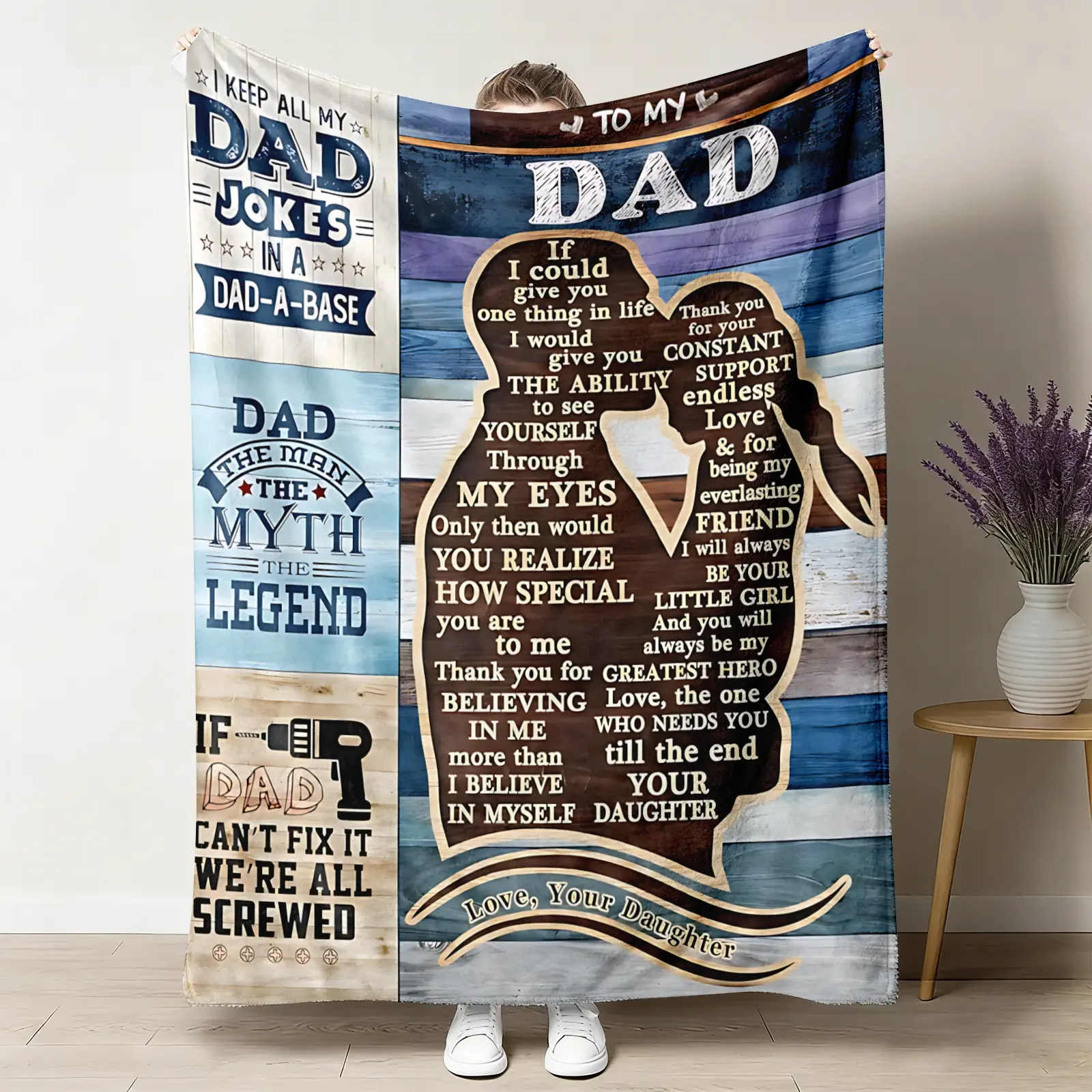 Vintage Wood Texture Modern Flannel Throw Blanket - Soft, Cozy, Warm, Wrinkle-Resistant, Durable, Double-Sided, Heat-Retentive, Fade-Resistant Compact Square Nap Blanket for Couch, Travel Camping - Father's Day Gift for Dad