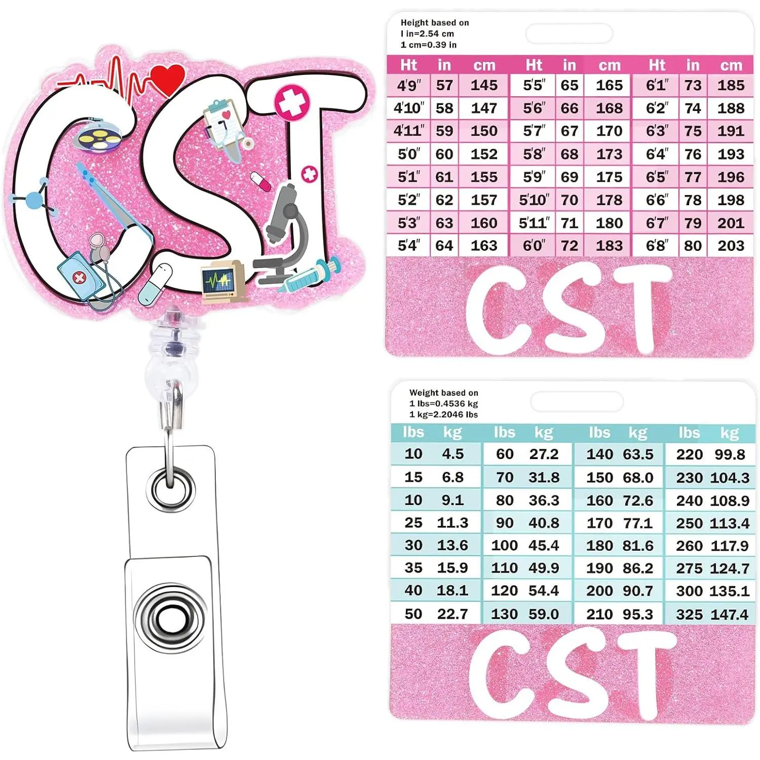 CST Badge Reel with Badge Buddy -   CST Badge Reel Card Holder ID Name  Tags Certified Surgical Technologist Retractable ID Clip for  Gifts Work Accessories Essentials