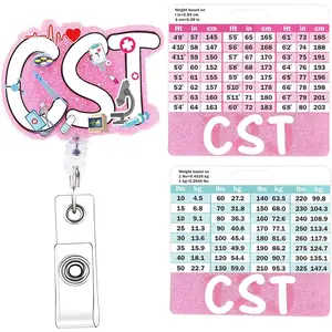 CST Badge Reel with Badge Buddy -   CST Badge Reel Card Holder ID Name  Tags Certified Surgical Technologist Retractable ID Clip for  Gifts Work Accessories Essentials