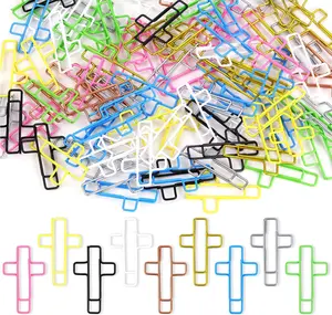 100 Pack Cross Paper Clips, 1.34 x 0.8 Inches, Multicolored, Stainless Steel  Study Supplies