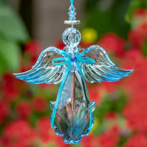 Set of 6 Assorted Style Hanging Blue Acrylic Angel Ornaments