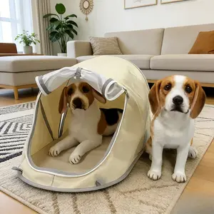Foldable Pet Tent for Cats and Dogs, Breathable Mesh Mosquito Design, Indoor Outdoor Use, Ideal for Home, Camping, Grass, Beach