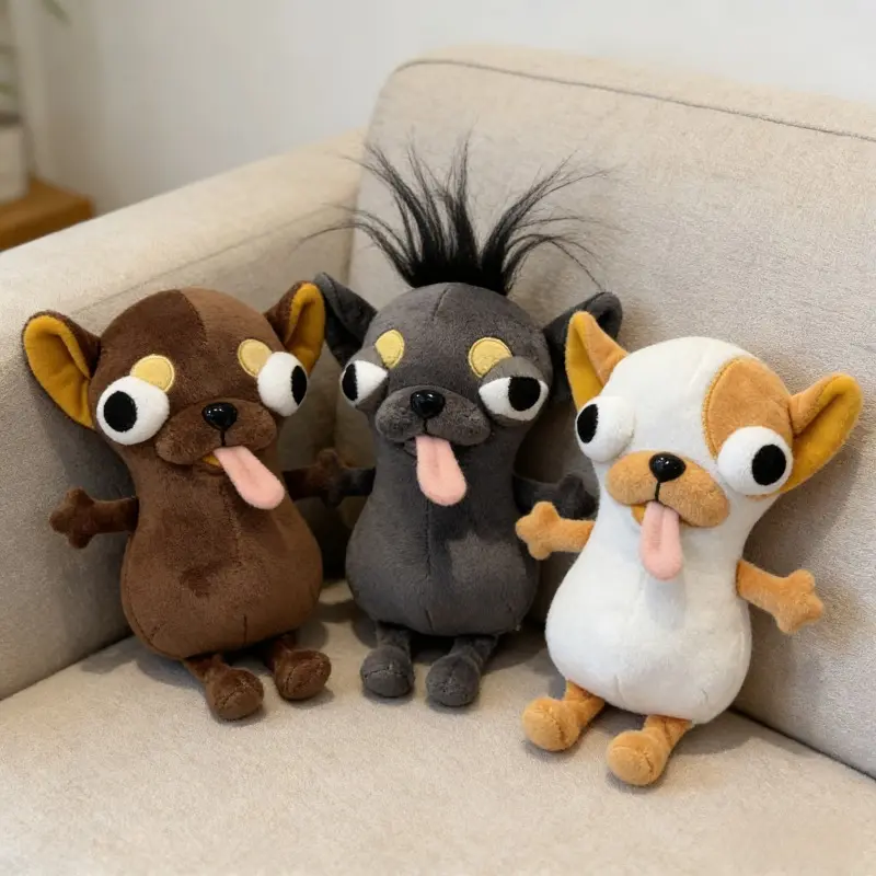 3 Realistic Evil Chihuahua Plush Stuffed Toys - Cuddly Stuffed Animal, Soft Tear-Resistant Filling, Fierce Design, Weighted Rare Item, Stress-Relief Gift for Chihuahua Lovers, Funny Decorative Piece