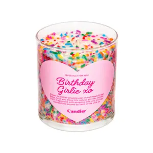 BIRTHDAY GIRLIE Buttercream and Vanilla Cake Scented Candle by Candier - Ideal for Special Occasions and Celebrations