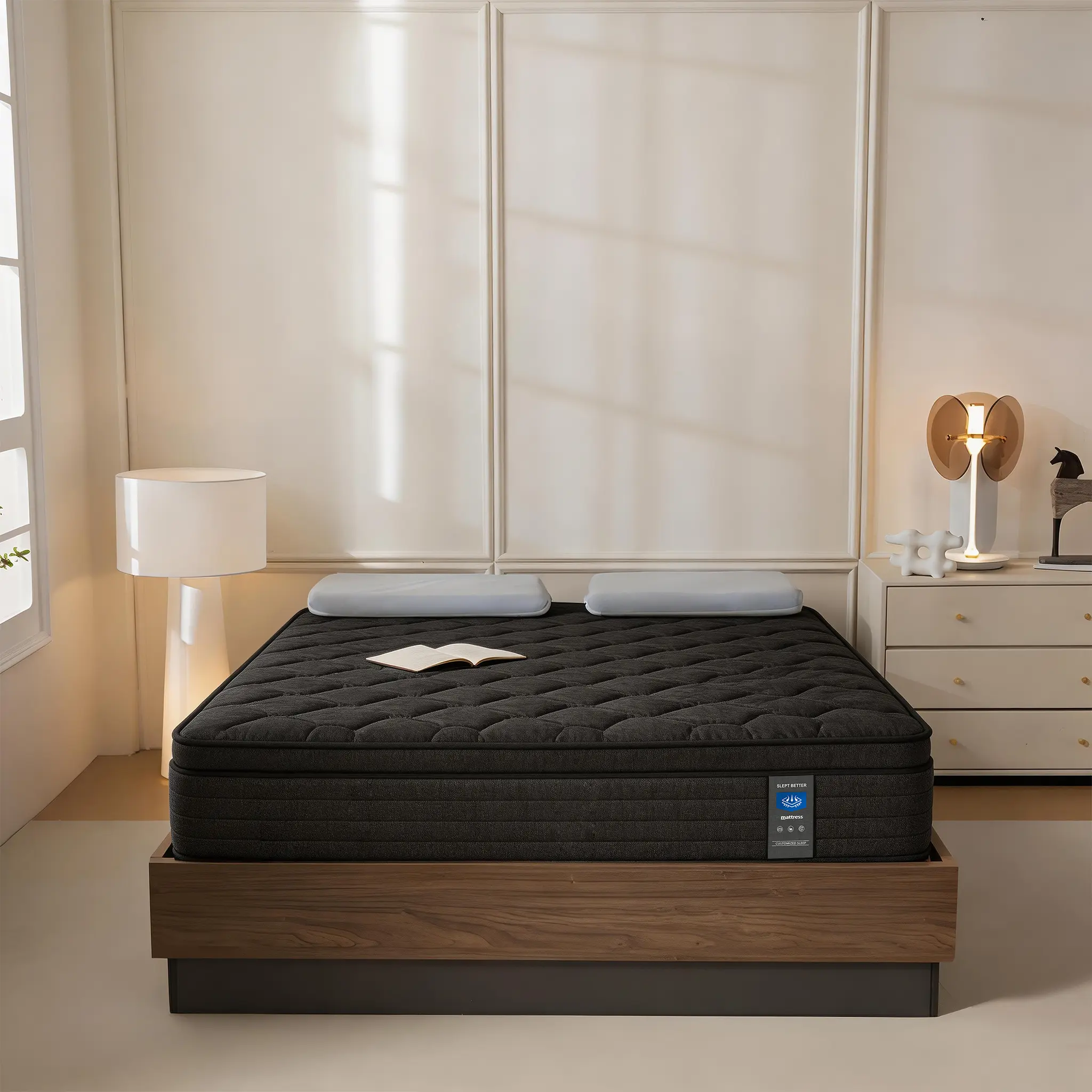 MRH 12 14inch Twin Full Queen King Memory Foam Hybrid Mattress with Ergonomic Individual Springs, Breathable Fabric, Comfort Lumbar Support, Medium Firmness for All Ages