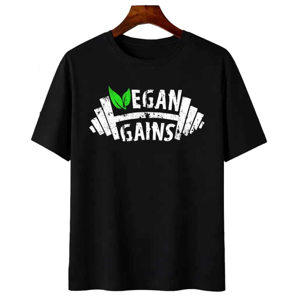 T-Shirt Funny Vegan Graphic Tee Heavy Duty Weightlifting Design Soft Breathable Shirt for Men Women Sizes Ideal Vegan Gift Crew Neck Short Sleeved Top Suitable for All Seasons Casual And Versatile