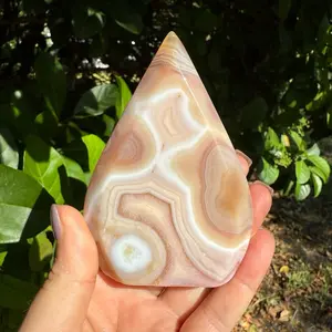 Natural Pink Jelly Agate Crystal Teardrop
