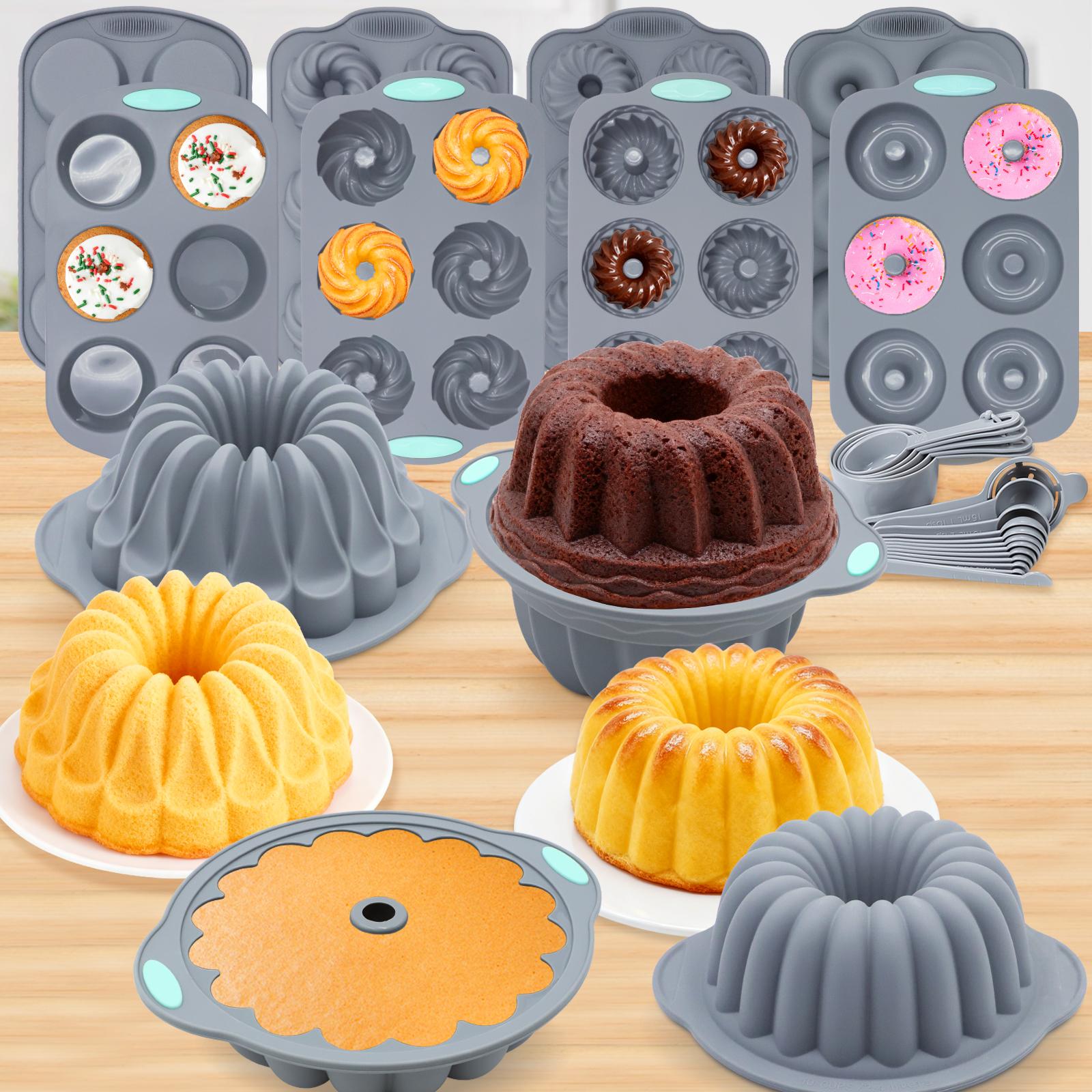 29/21/8 Pieces, Silicone Cake Pans,  Jello Mold, Silicone Molds for Homemade Cake, Bread and Jello, Non-Stick, elly, chocolate, custard, pound cakes, ring cakes, pumpkin cakes, and more. Perfect for the special occasions like parties, Easter gifts