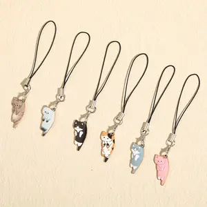 Cute Cartoon Cat Design Phone Lanyard Kit, Portable Phone Decorative Keychain, Phone Hanging Accessories, Phone Charm, Phone Strap For Phone Key Use, National Day Offers