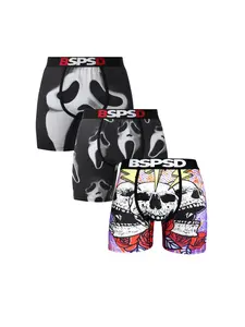 Men's Comfortable Breathable Boxers Low Rise Underwear Set, 3-Pack, Fashion Ghost Face Printed, Daily Wear Boxer Briefs, Sporty Style