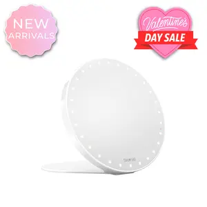 RIKI SUNNY Portable LED Makeup Mirror with Suction Mount Warm & Cool Color Temperature Adjustable 56 LED Lights for Flawless Visibility Travel Ready Design