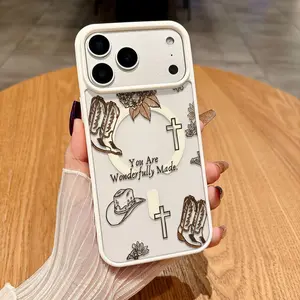 Western cowboy Elements With Scripture Print Phone Case for iPhone 17 16 15 14 13 12 11 X XS Pro Max Plus Air  Ultra-Thin Anti-Drop Wear-Resistant Mag Safe Phone Case,It makes a great gift for friends or family.