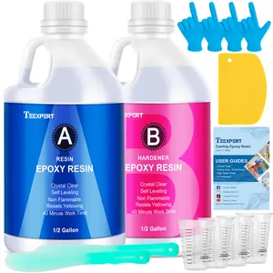 Teexpert Epoxy Resin Crystal Clear: 1 Gallon Epoxy Resin Kit Casting Resin Non Toxic High Gloss for Casting Coating Art DIY Craft Jewelry Wood Table - 2 Part(64oz Resin and 64oz Hardener)