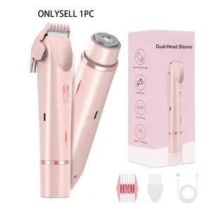 Electric Shaver, 2 in 1 Dual Head Body Hair Trimmer, Unisex, Usb Charging, Rechargeable Trimmer, Safe And Painless, for Women'S Grooming, Wet And Dry, Pubic Hair Trimmer for Legs Bikini Armpit Hair, Holiday Gift