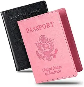 2PCS Passport Holder Set | Ultra Slim PU Leather Passport Cover | Travel Wallet for Men & Women