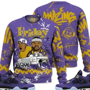 Retro 4 Lakeshow Sweatshirt, Lakeshow 4s Outfits, Meme Friday Streetwear Unisex Sneaker Matching Shirts