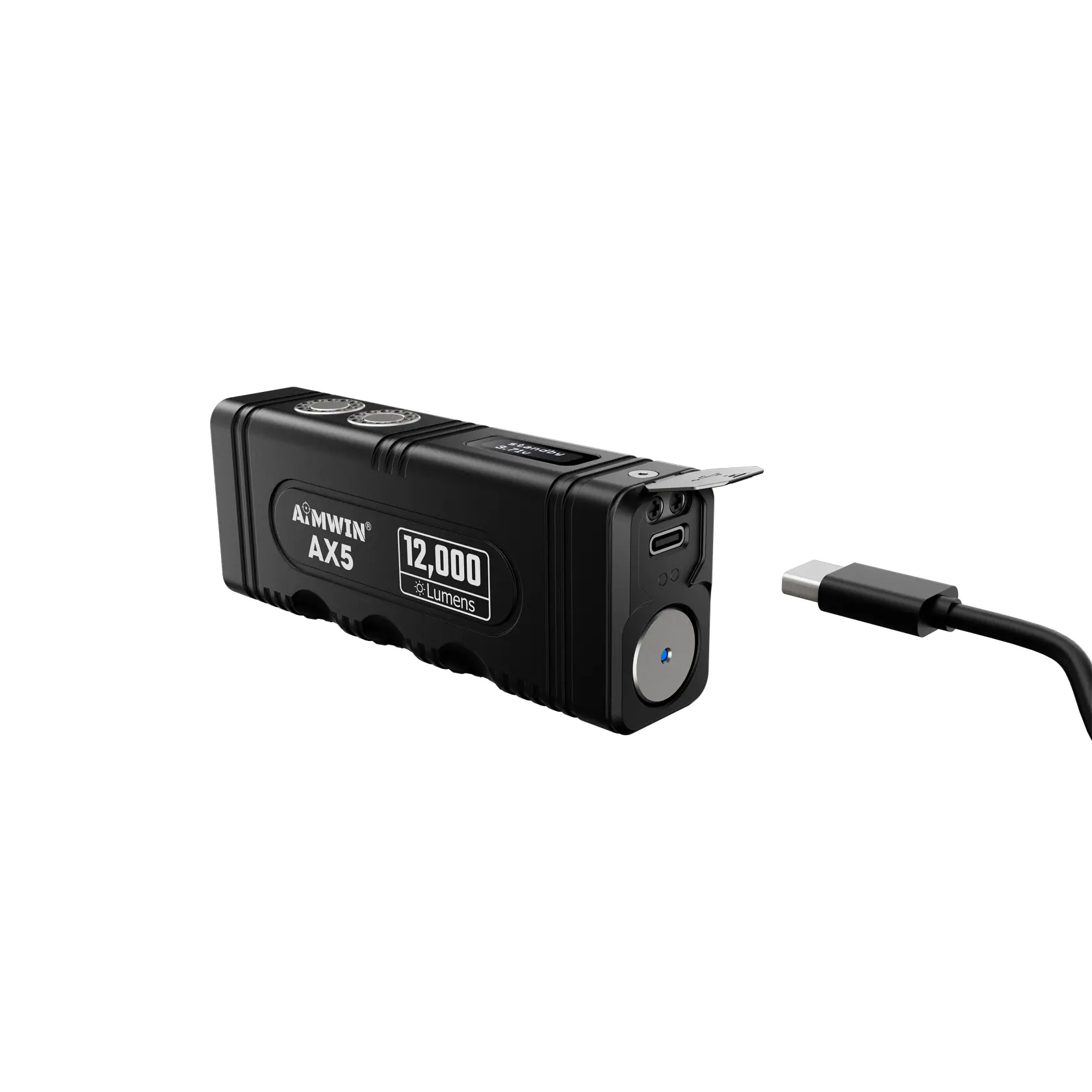 AIMWIN AX5 12,000 Lumen Tactical Flashlight, Compact USB-C Pocket Camping Super Bright Flashligh with Digital Display and Lumentac Charger Adapter, Alternative to Nitecore and Olight, for Outdoor, Camping, Emergencies