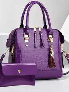 High-End Glossy Alligator Pattern Women's Handbag, Fashion Versatile Two-Piece Set, Stylish Messenger Bag for All Seasons