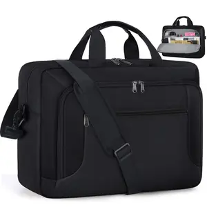Business Office Work Computer Bag 17 Inch Adjustable Shoulder Messenger Bag, Black