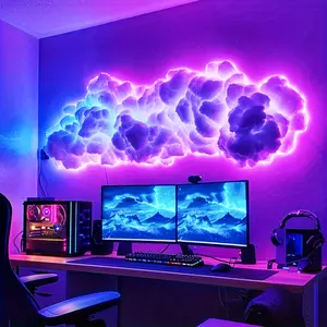 16 Feet DIY Cloud Light - Vibrant 3D Thundercloud LED Lighting with Color-Changing Atmosphere - Perfect for Gaming Rooms, Garages, Clubs, and Parties-1