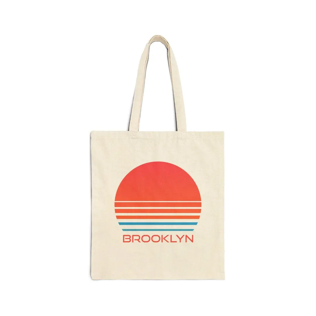 Brooklyn, New York Retro 80s Cotton Canvas Brooklyn Tote Bag - Personalization Available