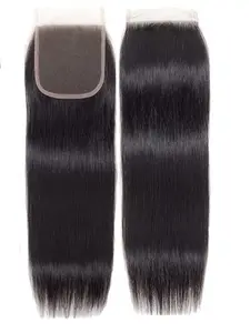 Silk Straight Lace Closure 4x4 Free Part  Pre-Plucked with Baby Hair Transparent Lace 100% Human Hair Weave Closure No Tangle Healthy Ends Frontal Lace Closure for Women