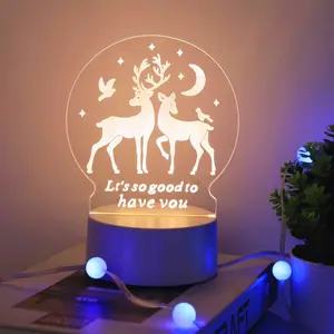 1pc 3D Dreamy Deer LED Night Light, USB Powered Bedside Lamp, Perfect Gift for Christmas, Birthday, New Year, Valentine's Day