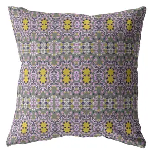 HomeRoots 412319 26 in. Geofloral Indoor & Outdoor Throw Pillow, Purple & Yellow