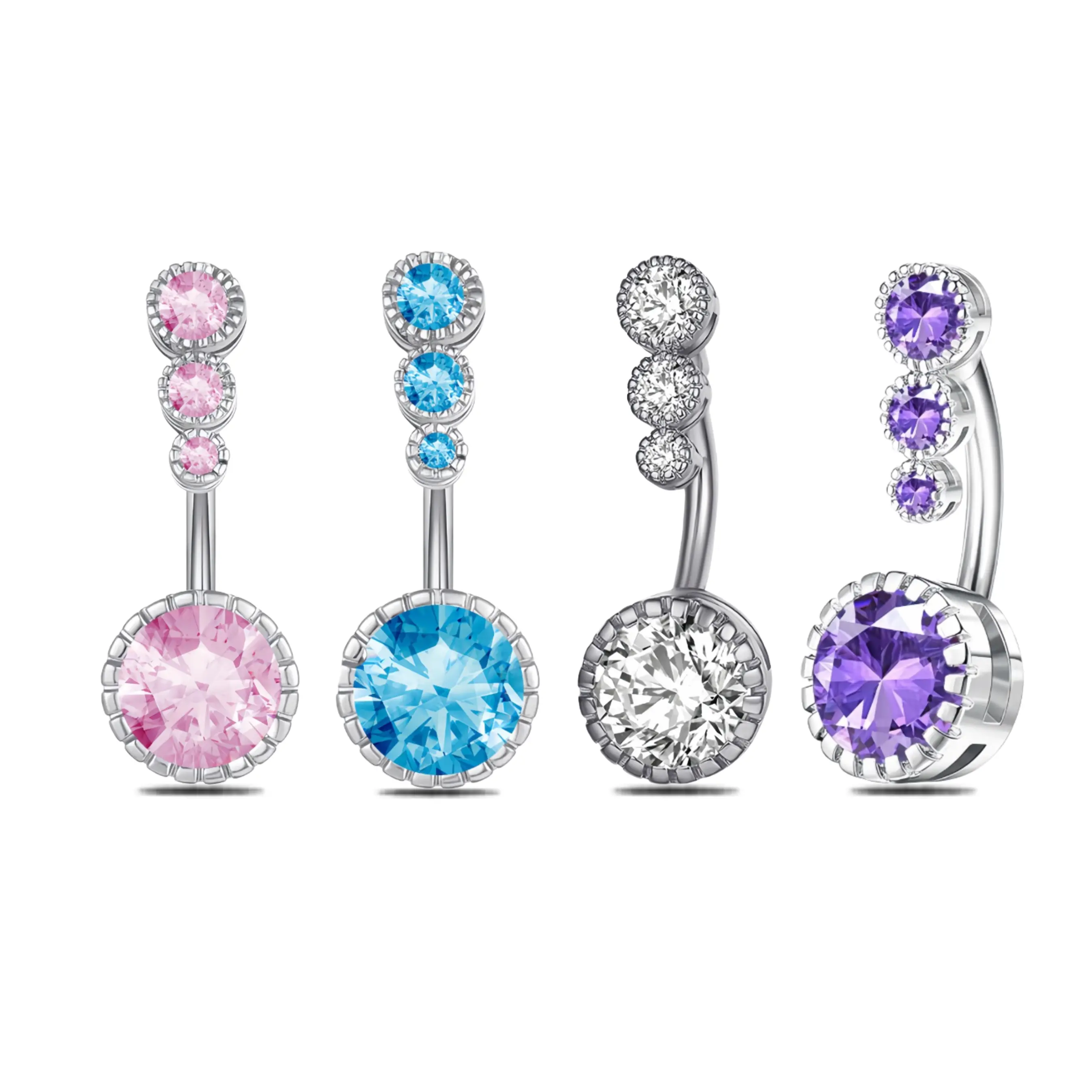 HERVAY 14G 10MM Colorful Crystal Belly Button Rings Sparkly Gemstone Navel Piercing Jewelry for Women Men Red Heart Design with White Crystal Accents Stainless Steel Construction