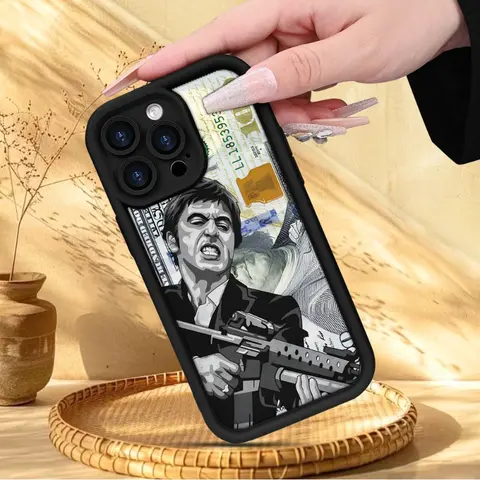 Creative Scar Face Painted Pattern Silicone Phone Case, Shockproof Drop Protection Rugged Durable Cover for iPhone 17 Pro Max Plus Air, 16/15/14 Pro Max, 13/12/11/XS Plus | Mobile Phone Accessories