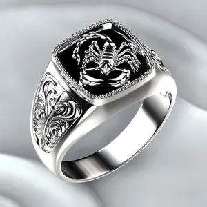 Exquisite Scorpion Ring - Geometric Design Electroplated Alloy Epoxy Black Finish Trendy Jewelry for Men Women