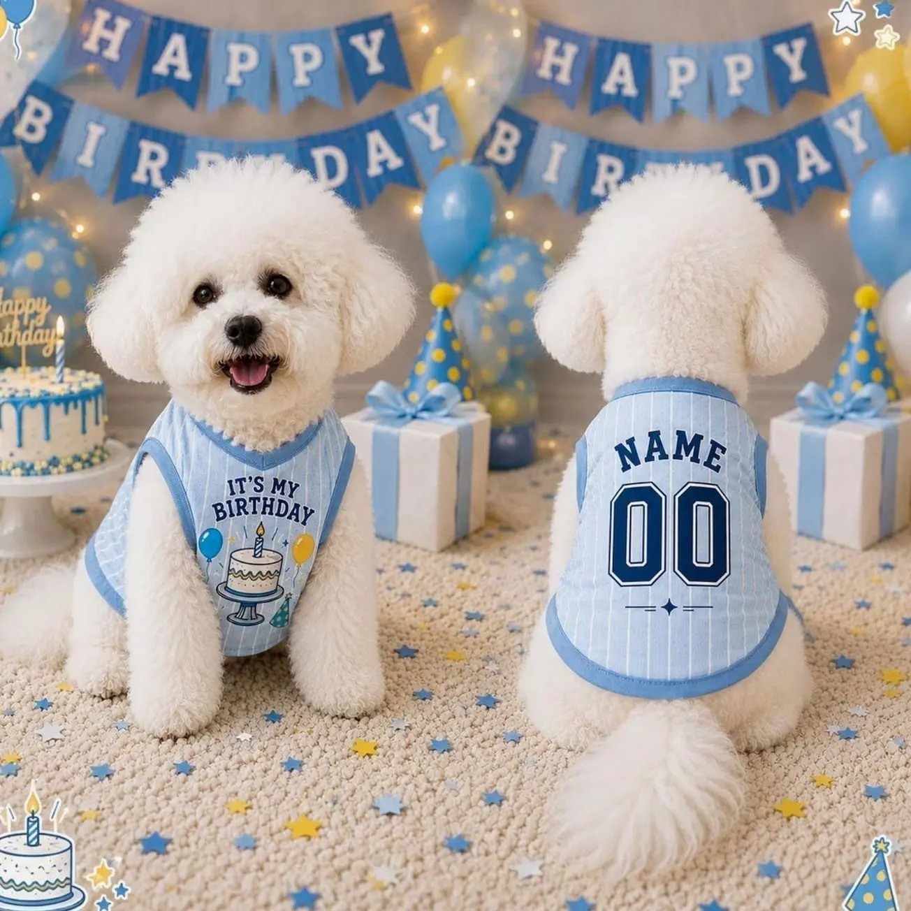 Personalized Birthday Dog Shirt, It's My Birthday Dog Jersey, Custom Name Number Pet Outfit, Birthday Puppy Clothes, Dog Birthday Party 450 SLT