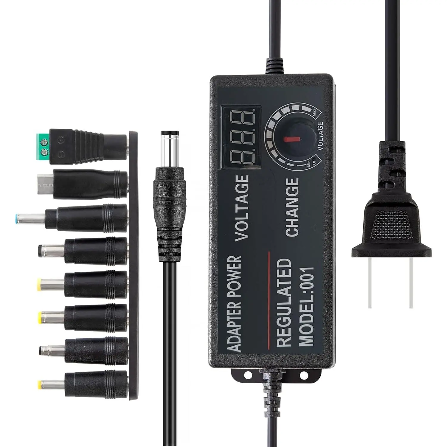 3V-24V 3A 72W Power Supply Adjustable DC from 3V to 24V Variable Universal Continuous AC/DC Adapter 100V-240V AC to DC Converter with 8 Tips.
